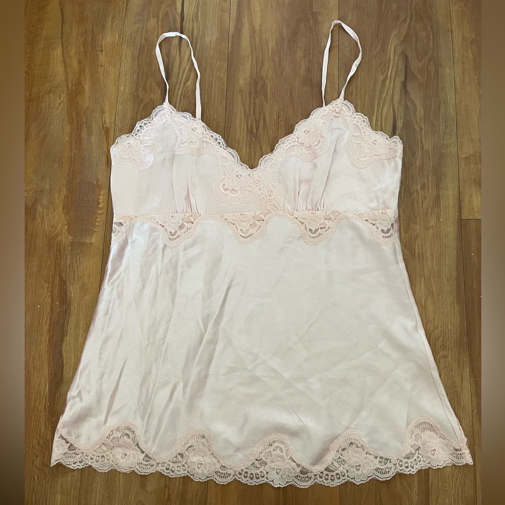 Y2K Vintage Arden B Light Pink Silk Lace Trimmed Camisole M DEADSTOCK